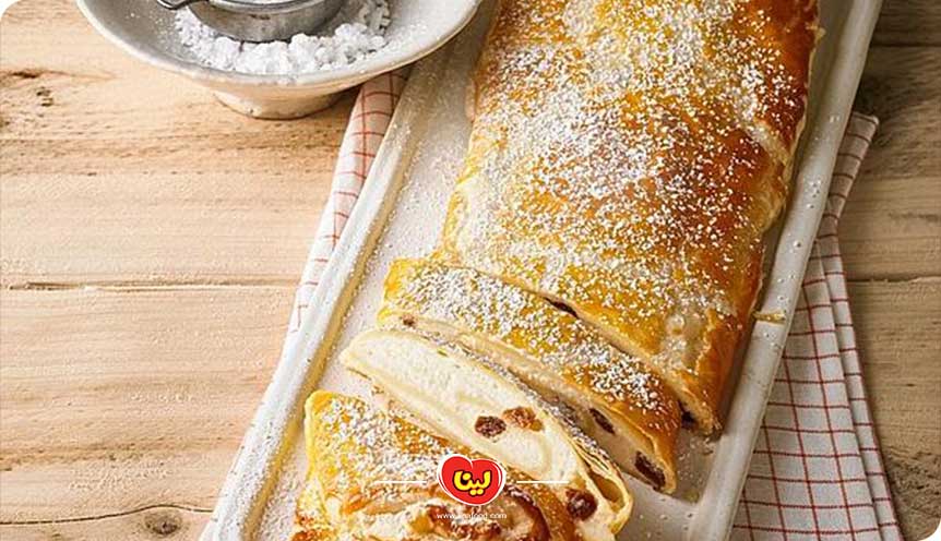 طرز تهیه اشترودل ماهی سالمون و اسفناج با خمیر هزارلا